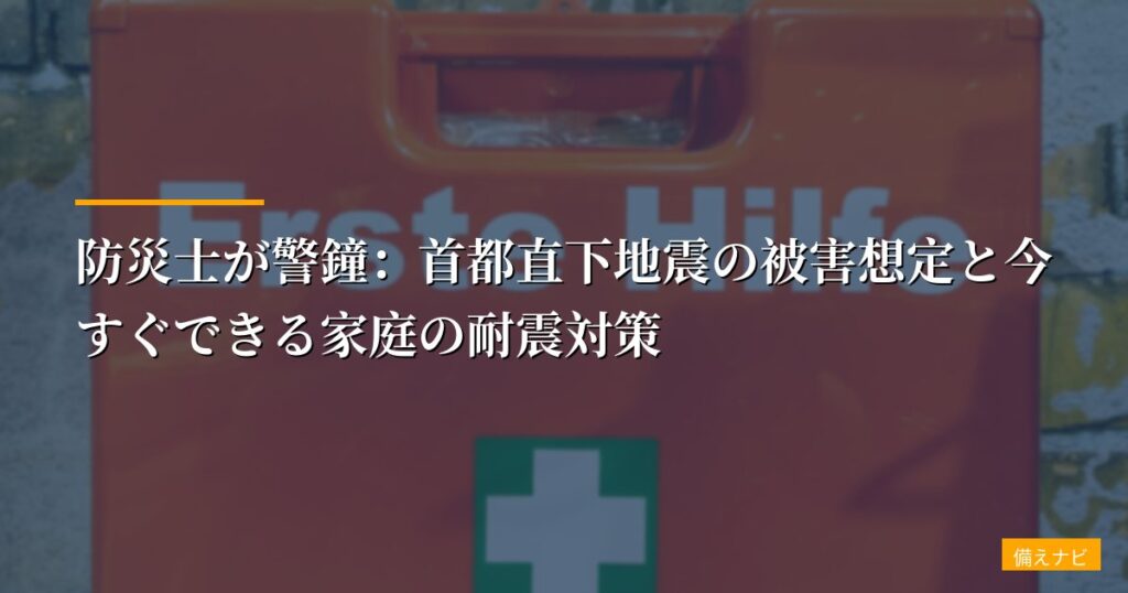 防災士が警鐘：首都直下地震の被害想定と今すぐできる家庭の耐震対策【全データ徹底分析】