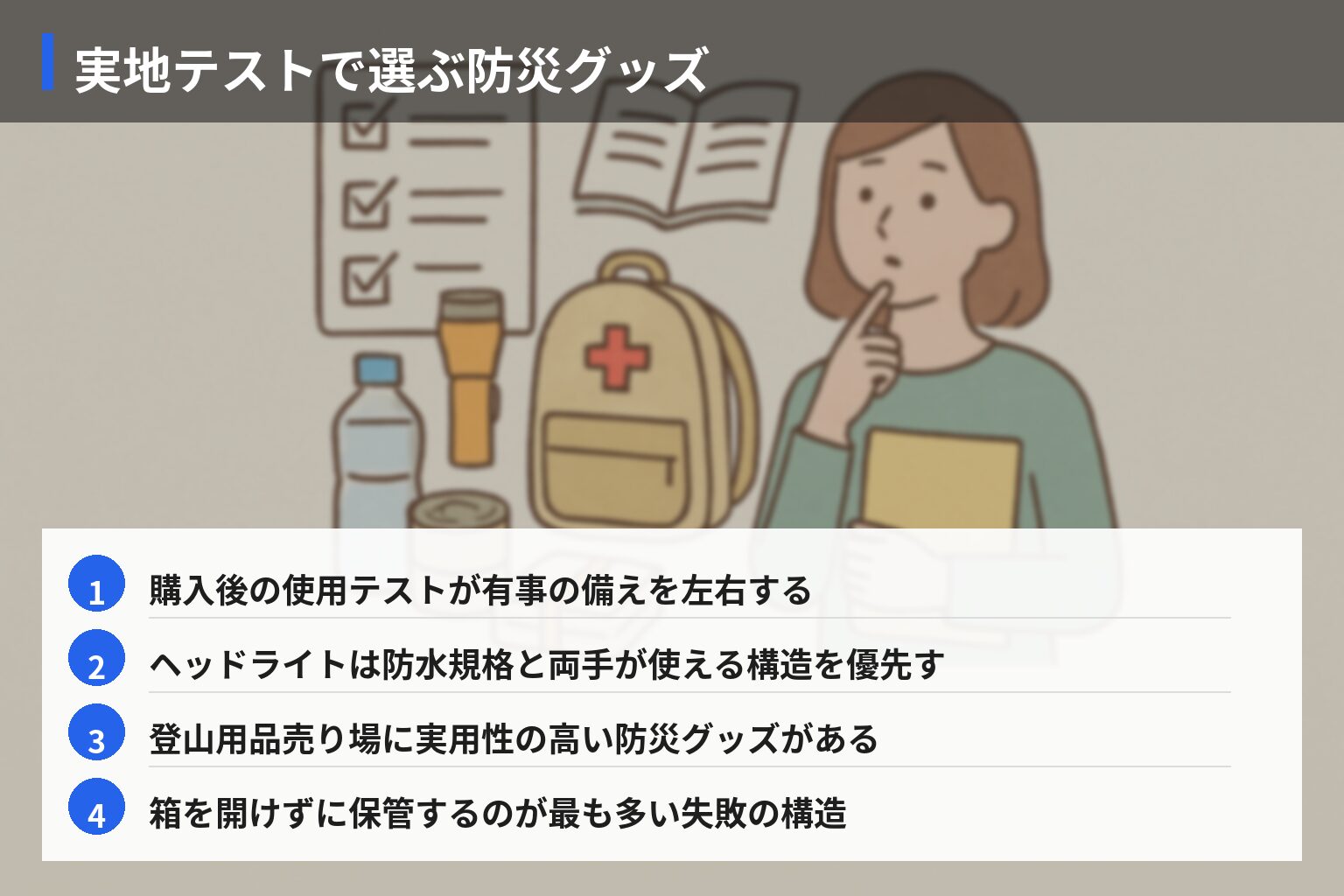 成功につながった「選び方・備え方」の改善事例の図解・説明イラスト