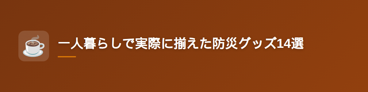 一人暮らしで実際に揃えた防災グッズ14選